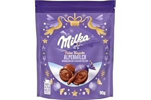 ‎MILKA Milka Feine Kugeln Alpenmilch – einzeln verpackte Schokoladenkugeln aus zarter Alpenmilch-Schokolade – 90g