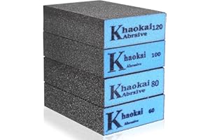 SZYILIDA 4 Pz Spugna Abrasiva Legno Cucina, Spugne Abrasive, Grana 60 80 100 120 Spugnette Abrasive, Manuale Blocchi Abrasivi Spugne Carta Vetrata per Lucidatura di Pareti Legno Metallo Plastiaca