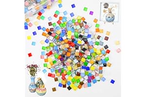 CHRI 1000g Glasmosaiksteine 1x1 cm Mosaiksteine Bunt kristall-mosaik-fliesen ca. 1200 Stück Mosaik Steine für DIY-Projekte, Basteln, Mosaikdekorationen (Buntmix)