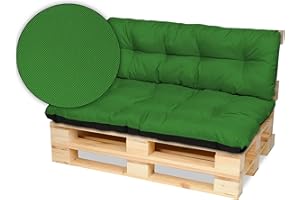 ‎SUPERKISSEN24. SuperKissen24. Palettenkissen Palettenauflagen Sitzkissen - 120x80 cm und Rückenlehne 120x38 cm - Outdoor und Indoor - grün
