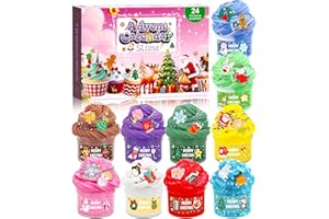 Calendario de Adviento de Slime 2025 para niñas y niños,Vleuexe Calendario navideño de Slime con Cuenta