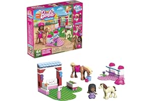 Mega Construx Barbie Maneggio con Ostacoli - Set Costruzioni con Micro Bambola, Cavallo e Pony - 68 Mattoncini + Accessori - Regalo Bambini 4+ Anni