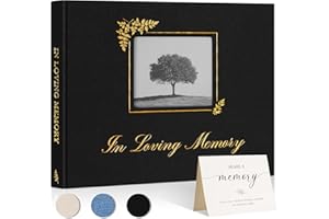Lanpn Funeral Guest Book for Memorial Service, in Loving Memory Book for Funeral with Table Sign, Funeral Favors Sign in Books with Open Window for Guests Celebration of Life Guest Book, Black
