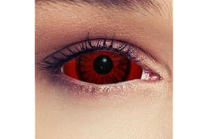 ‎DESIGNLENSES DESIGNLENSES Komplett rote große farbige Full Sclera Kontaktlinsen mit 22mm Durchmesser,Paar (2 Stück) + Aufbewahrungsbehälter "Baal"