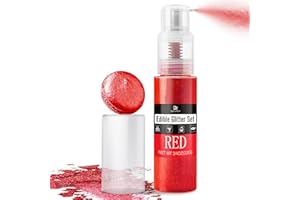DECORROM Paillettes Comestibles Spray 22g - Paillettes Alimentaires pour Décoration de Gâteaux, Pâtisseries, Fraises, Boissons, Cocktails - Edible Glitter, Decoration Comestible pour Usages Culinaire (Rouge)