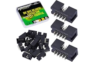 Pzsmocn 20 Stück IDC 2 * 5 Zweireihig 2,54 mm Rastermaß JTAG ISP 10-poliger Gerader Stifteinsatz Box Steckverbinder Adapterkabel Männliche Buchsenklemmen für PCB-Elektronikgeräteprojekte.