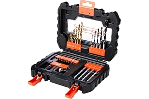 BLACK+DECKER A7233 A7233 Juego de 31 Piezas para Atornillar y Taladrar con Maletin de fácil Transporte y Brocas Titanio