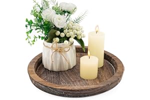BOLOSA Candle Tray Candle Plate, Wooden Candle Holder Farmhouse Coffee Table Centrepiece Decorative Tray for Home Decor Table Decorations (Rustic Brown)