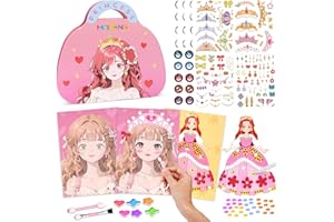 LELECHONG Arts and Crafts for Kids Girls Toys Age 4 5 6 Girls Birthday Presents: Creative Plane Activities DIY Princess Makeup Craft Set for 4-6-8 Year Old Kids, 4 5 6 7 8 Year Old Girl Birthday Christmas Gifts
