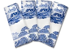 Portmeirion Servilletas S/4, Algodón, Azul y Blanco