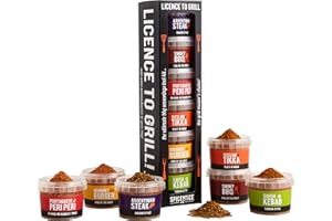 SPICE 'N' TICE SPICE-N-TICE License to Grill - The Ultimate Spice & Seasoning Gift Set - 6 Gourmet Rubs for Cooking with Grill, Air Fry or Oven - 100% Natural - Salt & Sugar Free - Ideal Cooking Gift for Men & Women
