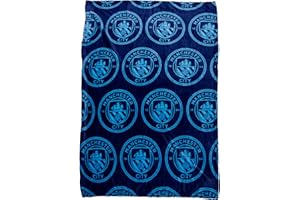 MANCHESTER UNITED Character World Manchester City FC Offizielle Fleecedecke | Superweich, Fußballwappen-Design | Warmer, superweicher, Blauer Überwurf