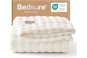 ‎BEDSURE BEDSURE Bubble Decke - Kuscheldecke Flauschig, Sofadecke, Wolldecke & Fleecedecke, Weiche Warme Decken für Zimmer Deko, Wohn- & Kuscheldecken, Tagesdecke, Wollweiß, 150x200 cm