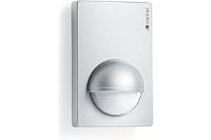 Steinel Sensore di movimento IS 180-2 - Rilevatore di movimento con angolo di rilevamento di 180° - Incluso sensore crepuscolare per interno ed esterno - Argento