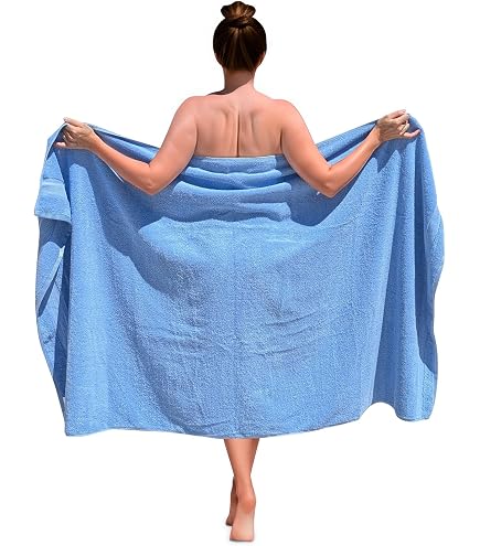 Fouta XXL Soleil D'Amorgos 145x245 Cm - Drap De Plage Géant 100% Coton - Bleu Turquoise, Bleu Jean & Blanc