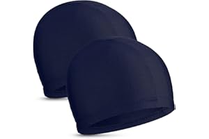 GEYOGA 2 Pièces Bonnets de Bain Élastiques Bonnet de Natation en Tissu Confortable Bonnets de Piscine Légers pour Femmes Hommes Enfants en Nageant