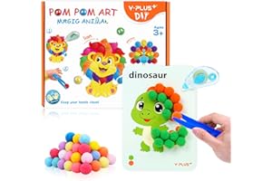YPLUS Ensemble de Bricolage Enfant avec Pompons - Kit créatif pour le développement de la coordination et l'activité manuelle des enfants, pour des heures d'amusement-Animal