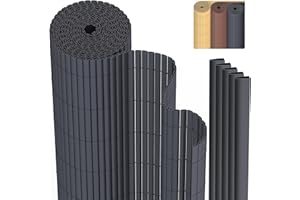 PVC Sichtschutzmatte Sichtschutzzaun 90 x 400 cm Privatsphäre Wetterfest für Garten, Balkon und Terrasse, Sichtschutz mit Strukturierte Oberfläche, Balkonumrandung mit Kabelbindern & Abdeckung