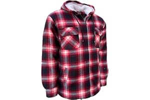 SMART WEAR CLOTHING LIMITED Mens Padded Shirts Lumberjack Hooded Flannel Check Jacket Thick Quilted Work Wear Warm Thermal Fleece Fur Lined Top Casual Coat Size M-XXL