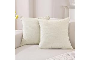 YSTELLAA Chenille Funda Cojin 40x40 Juego De 2, Suave Funda De Almohada con Cremallera Invisible, Fundas Cojines Sofa Decorativas para Sofá Silla Cama Sala De Estar Dormitorio, Blanco Crema
