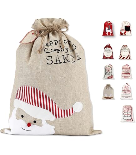 TRIXES - Sac Cadeau Père Noël En Toile - Personnalisable - Livraison Du Pôle Nord - 69x49cm