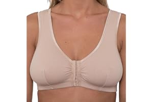 Gemm Women's Front Fastening Mastectomy Bras with Pockets Non Wired Soft Cotton