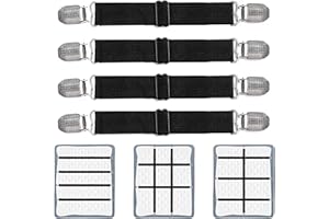 GOODTIMES Adjustable Bed Sheet Clips, Sheet Fasteners Holder Straps and Suspenders, Gripper, Extend From 21" to 80" Long Style Elastic Fasteners Bands Heavy Duty Suit for Mattress, Bedsheets, Couch, and More