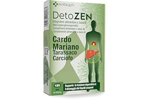 AMBIOPH CARDO MARIANO – Detox Fegato con Estratto di Carciofo e Tarassaco. Depura fegato, con l’80% di silimarina. Cardo Mariano Fegato, 120 cpr alto dosaggio. Funzione epatica & detox fegato e intestino