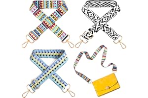 HEILOK 3 Stück Taschengurt Breit Schultergurt für Taschen,Boho Verstellbar Schulterriemen mit Karabiner, Ersatz Trageriemen 3.8cm Taschenriemen Bunt Taschengurt Tragegurt für Taschen Handtaschen (73-130cm)