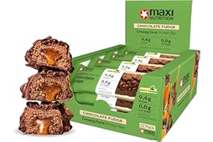 MaxiNutrition 12-Pack Barritas de Proteína Vegana sin Azúcar Añadido - Triple Capa, Fudge de Chocolate Oscuro, 9.4g Proteína de Guisantes, Almendra y Soja, Hechas en Alemania, Sin Aceite de Palma