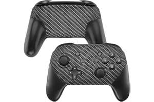 eXtremeRate Ersatz Front & Rückseite Hülle kompatibel mit Nintendo Switch Pro Controller, Custom Grips Case Cover Gehäuse Schutzhülle Ersatzteile für NS Switch Pro(Carbon Fiber)-Kein Controller