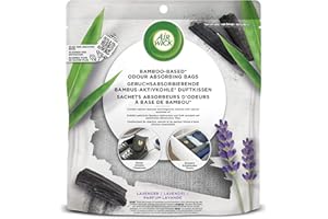 ‎AIR WICK Air Wick geruchsabsorbierendes Bambus-Aktivkohle Duftkissen – Lufterfrischer- und Entfeuchter-Kissen für Autos, Kleiderschränke, Schubladen, u. v. m. – 2 x 170 g