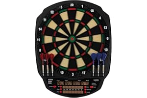 Jeu de fléchettes électronique KOTO Soft 580, Comprenant 6 fléchettes à Pointe Souple + 30 Pointes Souples, 42,5x2,5x52 cm Comprend 36 Jeux, 580 Variantes de Jeux et des Accessoires Pratiques