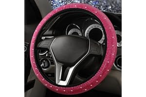 HOME-X Steering Wheel Covers with Bling Rhinestones, 38 Cm/15 Inch Universal Fit Steering Wheel Cover Girly Boys with Sparkly Crystal Diamond, Anti-Skid Car Steering Wheel Protective Cover (Rose)