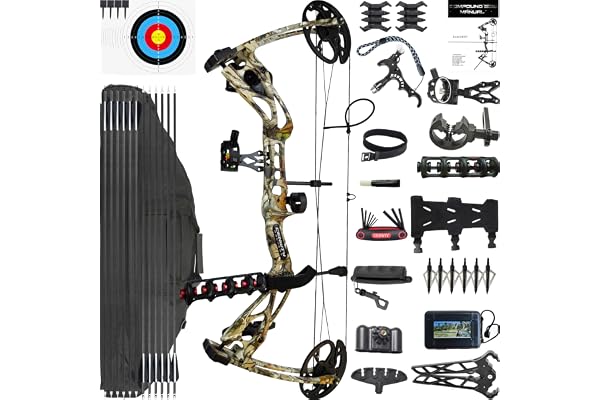 CENWTY Bågskytte Compoundbåge Set PRO 0-70 LBS, Draglängd 16.5”-30”, upp till IBO 325 fps, Jakt Compoundbåge med alla tillbehör för bågskytte jakt målskytte övning