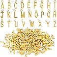 Letter Charms, 52 Pcs Gold Letter Charms, 2 Sets A-Z Alpabet Beads for Jewelry Making, Bulk Letters Pendant Charms for Necklaces, Bracelet, Earrings, DIY Crafts (Gold, 15x10mm)