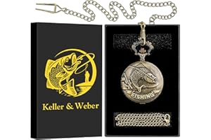 Keller & Weber Orologi da taschino vintage da uomo, orologio da taschino con catena, regalo per la festa del papà, regalo di San Valentino, regalo di compleanno, collana regalo per donna