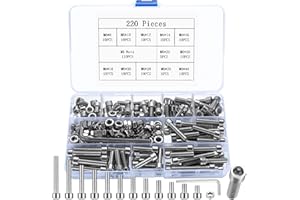 HAOCHEN 220 Pcs M6 Bolts and Nuts Sets, 304 Stainless Steel Hex Socket Button Head Cap Screws Bolts Nuts Assortment Kit, Hex Socket Machine Screws with 2 Pcs Wrenches