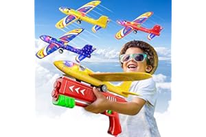 DOLOOWEE Paquete de 3 juguetes de lanzamiento de aviones, 12,6 pulgadas de espuma LED Glider Catapulta de avión, 2 modos de vuelo, juguetes de vuelo 3-12 años de edad niños niñas regalos de cumpleaños (Rojo)