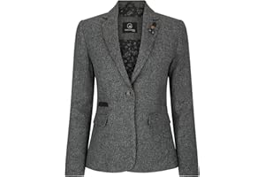 TruClothing Blazer pour Femme en Tweed à Chevrons et Carreaux Laine mélangée Style Chic Tendance Vintage années 20