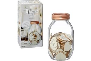 Cepewa Bicchiere con 100 cuori in legno, con tappo a vite, per matrimonio, compleanno o come libro degli ospiti