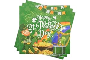 WENTSENT 40 Pcs St. Patrick's Day Napkins, Shamrocks Paper Napkins, Green Clover Disposable Napkins for Home Kitchen Saint Patty's Day Irish Cultural Party Supplies