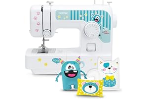 Brother Kullaloo J14 S Kindernähmaschine inklusive Fingerschutz und Kullaloo Anfänger Nähset KINDERLEICHT Nähkurs Little Friends