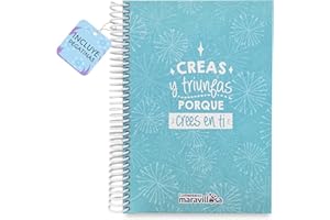LA MENTE ES MARAVILLOSA - Cuaderno A5 con Espiral, Tapa Dura y Frase |Creas y Triunfas porque Crees en Ti| Libreta con Hojas de 90 g y Pegatinas, Regalo Original (Diseño Creas y Triunfas)