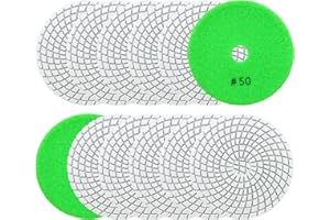 QUEFORET Diamant Polierpads Körnung 50-12 Stücke Nass Polierscheiben 100mm für Granit Marmor Quarz Kunststein, für Winkelschleifer