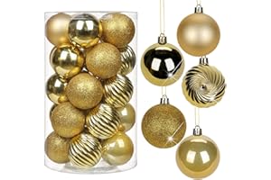‎BRIFUL 6CM Weihnachtsdeko Weihnachtskugeln, 25 Stücke Bruchsiche Christbaumkugeln Ornamente Weihnachtsbaumschmuck für Weihnachtsbaum Christbaumkugeln Weihnachtsdekoration Kugeln