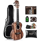 Caramel Concert Ukulele, CC207-23 inch KOA Acacia Wood Ukelele for Adults Beginners Kit with Carbon String, Digital Tuner, St