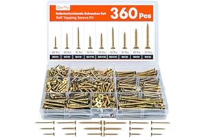 Gorffy Schrauben Set, 360 PCS Holzschrauben, Selbstschneidende Schrauben mit Senkkopf, Holzschrauben Sortiment mit Aufbewahrungsbox für DIY-Projekt, Reparatur