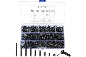 SZJYG 390 Stück M5 Schrauben Set, Innensechskantschrauben Muttern Set, Linsenkopf Sechskantschrauben mit Muttern und Unterlegscheiben Set, Gewindeschrauben Fahrrad Maschinenschrauben Sortiment Set