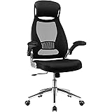 SONGMICS OBN86BK Sedia da ufficio ergonomica, girevole, con braccioli regolabili in altezza, schienale in tela traspirante, n